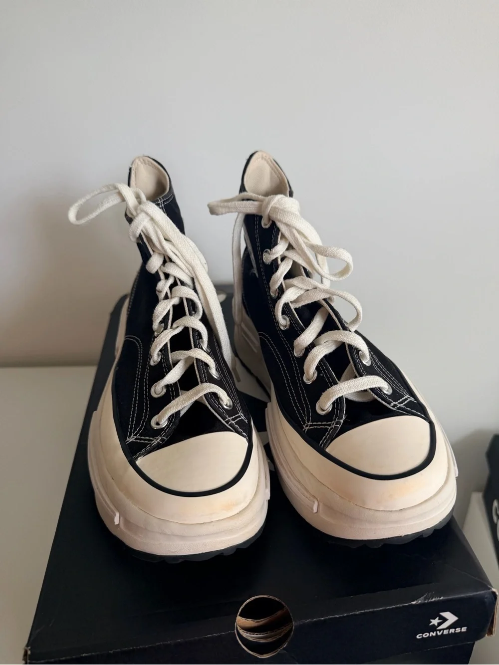 Converse Black Canvas High-Top Sneakers with white Soles size 9